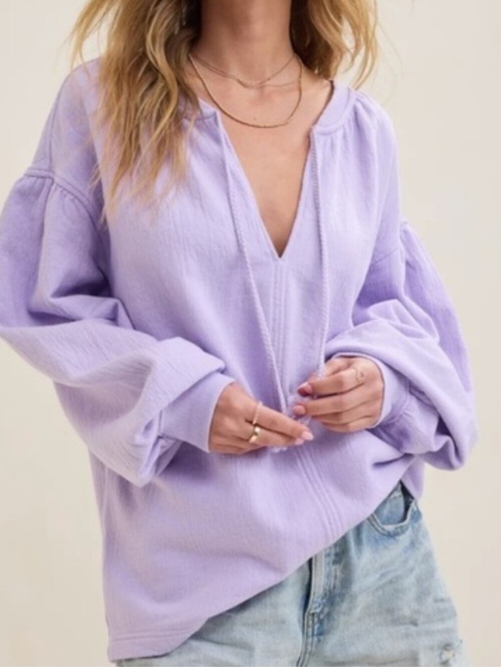 aerie Oversized Lilac Pullover Sweatshirt